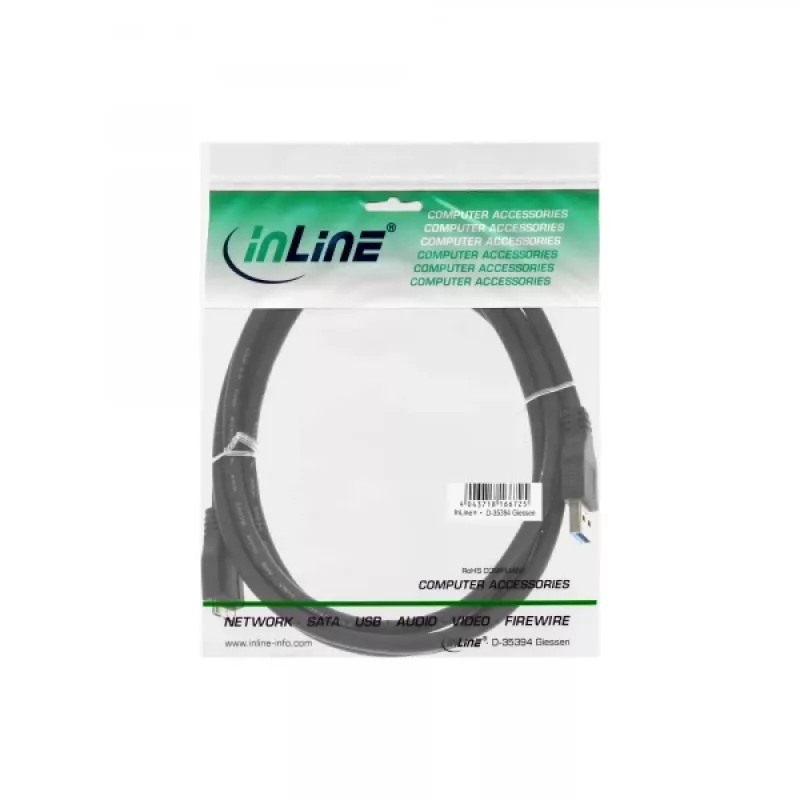 InLine USB 3.2 Gen.1 kabelis, tips A vīrisks / Micro B vīrisks, melns, 3m