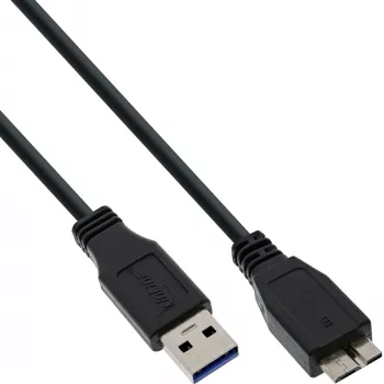 USB 3.2 Gen.1 kabelis, tips A vīrietis / Micro B vīrietis, InLine 35410, 1 m, melns