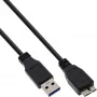USB 3.2 Gen.1 kabelis, tips A vīrietis / Micro B vīrietis, InLine 35410, 1 m, melns