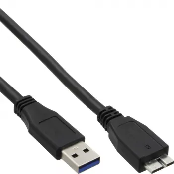 InLine USB 3.2 Gen.1 kabelis, A tipa vīrišķais / Micro B spraudnis, melns, 0,5 m
