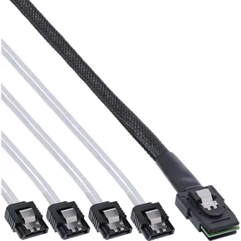 InLine SAS kabelis Mini SAS SFF8087 uz 4x SATA tiešs OCR 0,75 m
