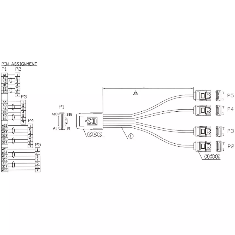 InLine SAS kabelis Mini SAS SFF8087 uz 4x SATA tiešs OCR 0,75 m