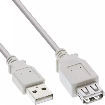 USB 2.0 pagarinātāja kabelis Type A spraudnis/sieviešu savienotājs InLine 34610X bēšs 1m