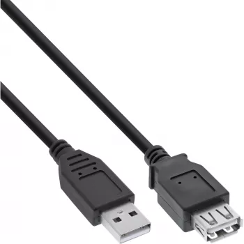 USB 2.0 pagarinātāja kabelis, A tipa vīr./sievišķais, InLine 34610B, melns, 1 m
