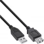 USB 2.0 pagarinātāja kabelis, A tipa vīr./sievišķais, InLine 34610B, melns, 1 m
