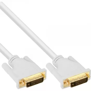 InLine DVI-D kabelis 24+1 vīr. / vīr. DVI Dual Link balts/zelts 3m