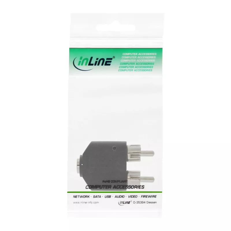 Audio adapteris 3,5 mm ligzda sieviešu Stereo / 2x RCA vīrišķais InLine 99343