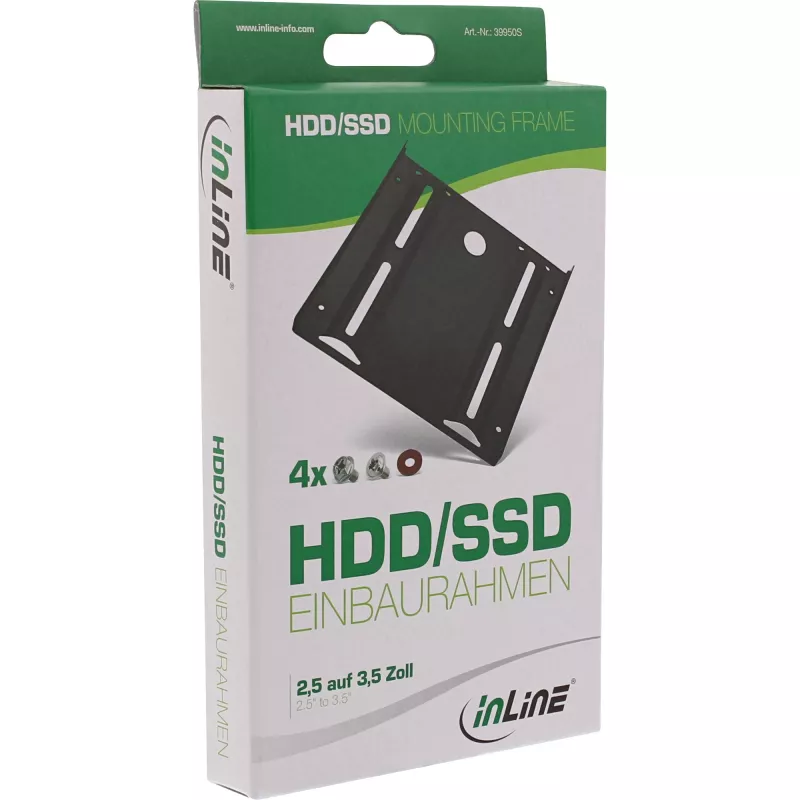 InLine HDD/SSD montāžas rāmis, 2,5 collu uz 3,5 collu, ar skrūvēm, melns