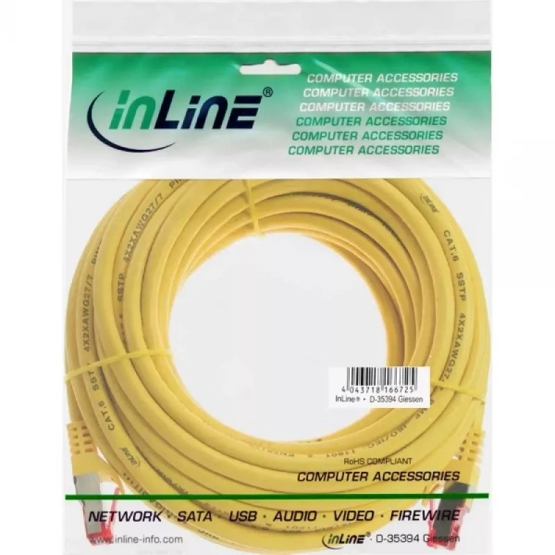InLine komutācijas kabelis S/FTP PiMF Cat.6 250MHz PVC copper dzeltena 40m