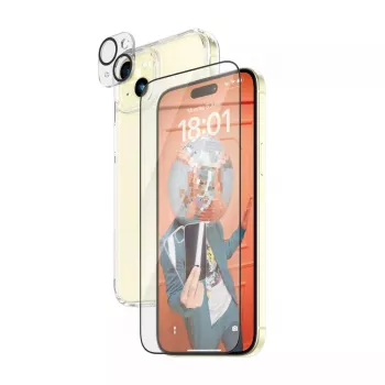 PanzerGlass 3-in-1 komplekts iPhone 15 Plus triecienizturīgs rūdīts stikls