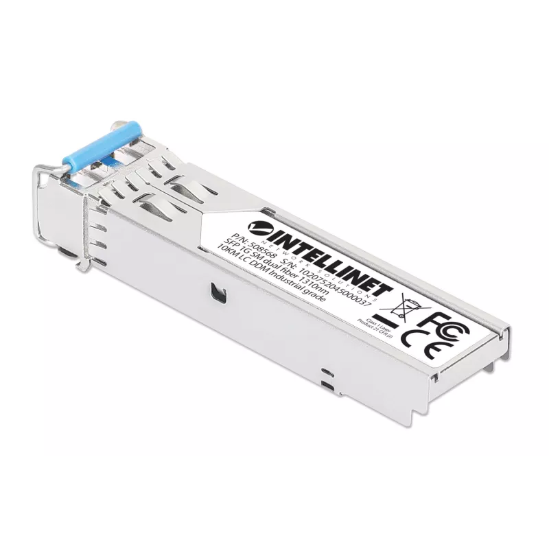 Intellinet Industrial Gigabit Fiber SFP Optical raiduztvērējs Module 1000Base-LX Single-Mode 10 km Sudraba