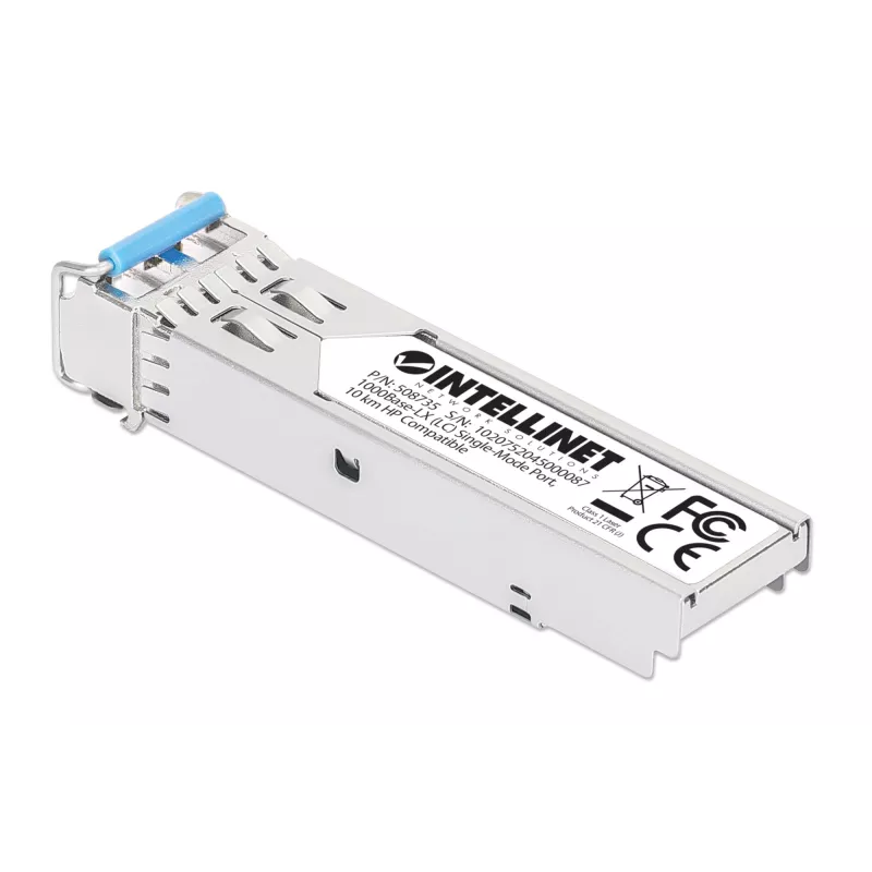 Intellinet Gigabit Fiber SFP optiskais raiduztvērēja modulis 1000Base-LX (LC) viendzīslas ports, 10 km, HPE saderīgs, sudraba