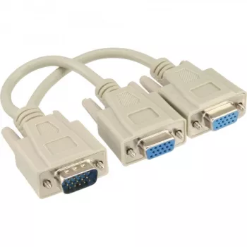 InLine VGA Y-kabelis HD15 vīr. / 2x HD15 siev. 0,2 m