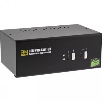InLine Desktop KVM Switch, 2-portu, Divu Monitoru DisplayPort 1.2, 4K, USB 2.0