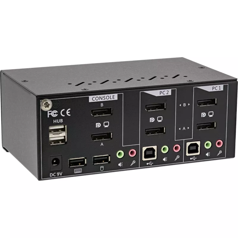 InLine Desktop KVM Switch, 2-portu, Divu Monitoru DisplayPort 1.2, 4K, USB 2.0