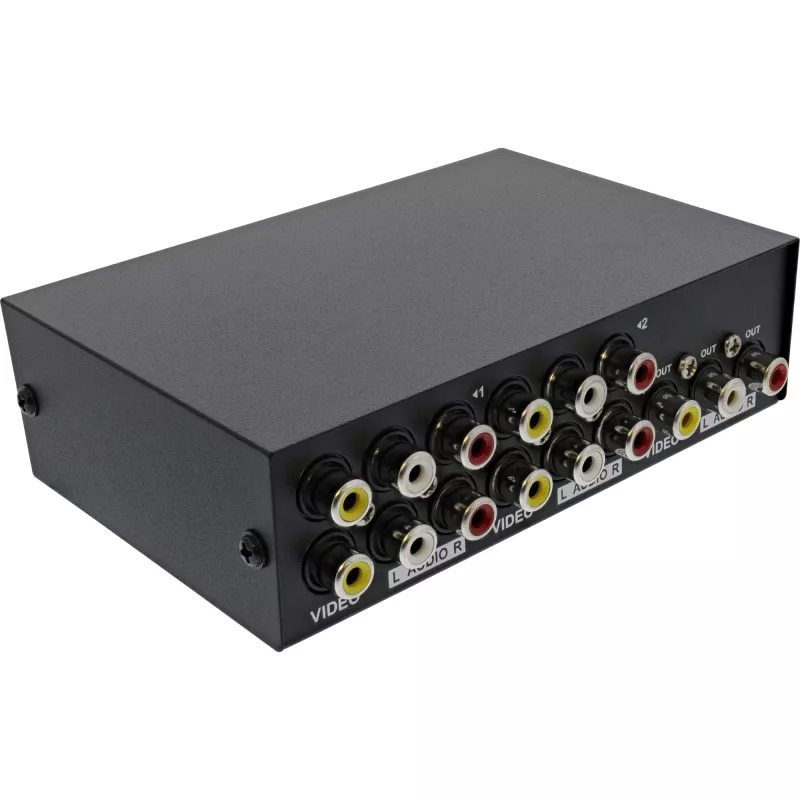 InLine AV pārslēgs manuāls 4 portu 3x RCA IN/OUT Composite melna