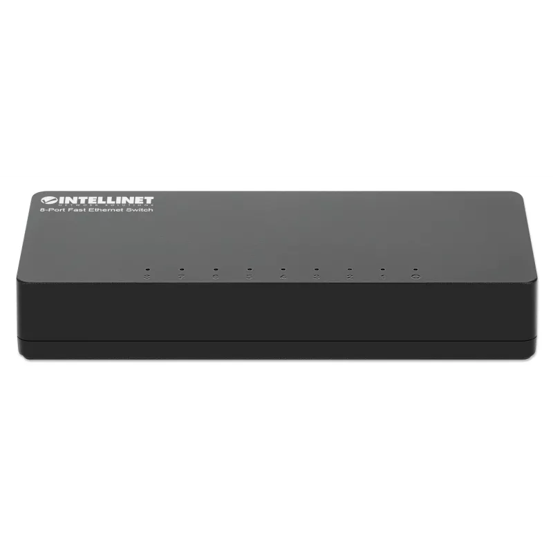 Intellinet 8 portu Fast Ethernet slēdzis, galddatora izmēra, plastmasas korpuss, IEEE 802.3az (energoefektīvs Ethernet), melns