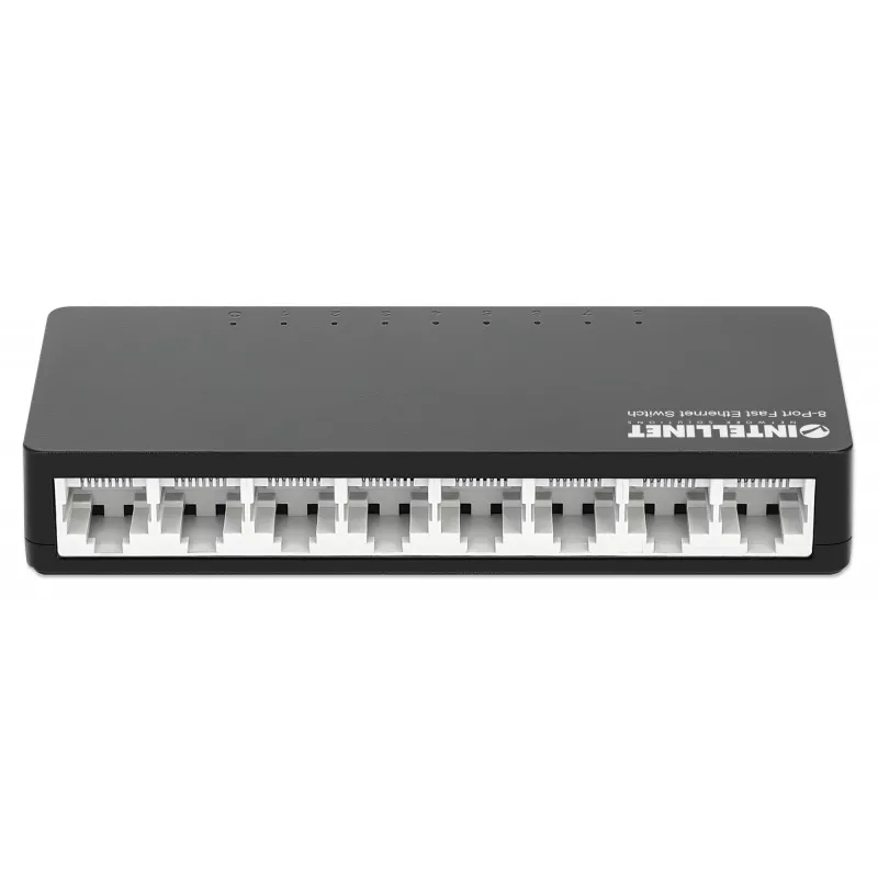 Intellinet 8 portu Fast Ethernet slēdzis, galddatora izmēra, plastmasas korpuss, IEEE 802.3az (energoefektīvs Ethernet), melns