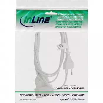 InLine Euro Type C Plug Power Extension spraudnis / ligzda, balts, 2 m