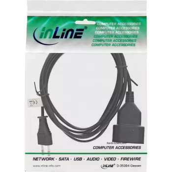 InLine Euro Type C Plug Power Extension tēviņš/mātīte, melns, 5m