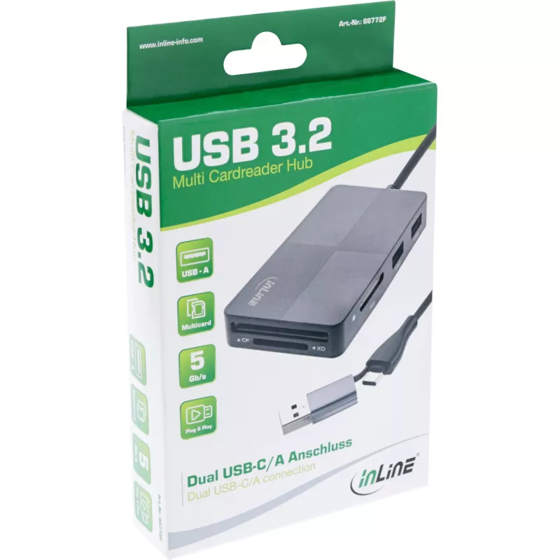 InLine 66772F karšu lasītājs USB pelēks