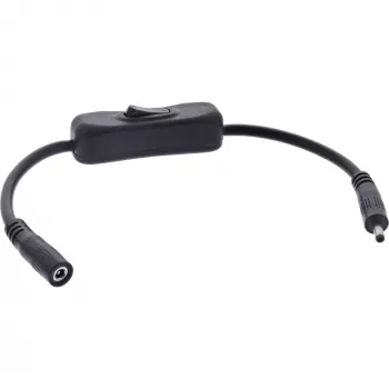 InLine līdzstrāvas kabelis ar slēdzi, DC vīrišķais/sievišķais 3,5x1,35 mm, AWG 18, melns, 0,20 m