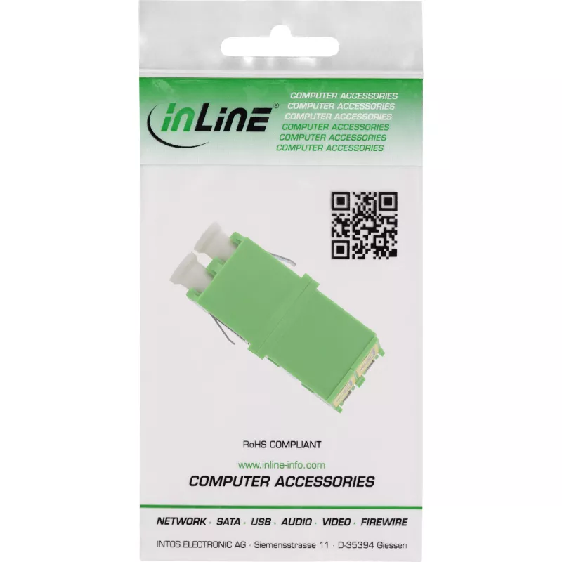 Fiber Optical Adapter InLine 89989O LC/LC SM Female/Female zaļa