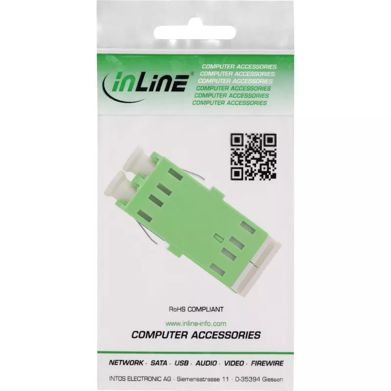 Fiber Optical Adapter InLine 89989P LC/LC SM zaļa