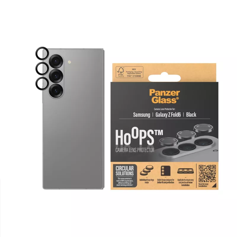PanzerGlass ® Hoops® Kameras lēcas aizsargs melns Samsung Galaxy Z Fold6
