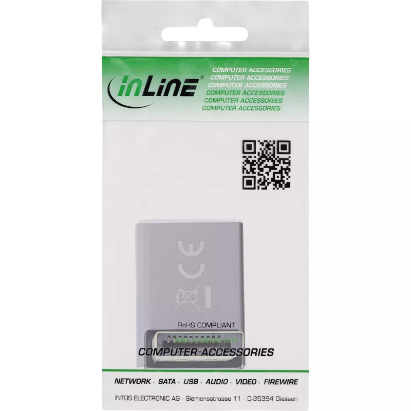 InLine 17291G kabeļa dzimuma mainītājs DisplayPort Pelēks, Melns