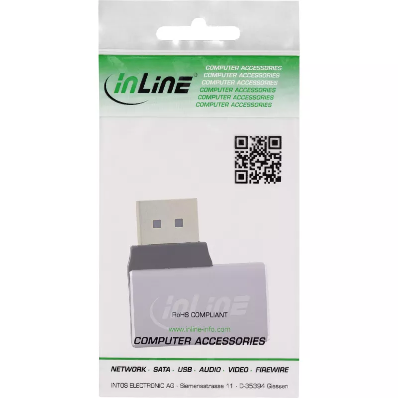 InLine 17291D kabeļa savienotāja pārveidotājs DisplayPort pelēks, melns