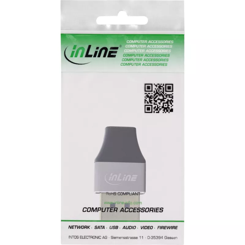 InLine 17291B kabeļa savienotāja adapteris DisplayPort Mini DisplayPort Melns, Pelēks