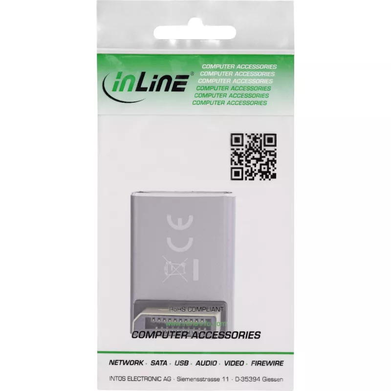 InLine 17291F kabeļa savienotāja pārveidotājs DisplayPort uz Mini DisplayPort pelēks melns