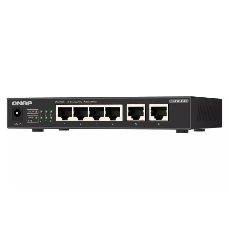 QNAP QSW-2104-2T-R2 tīkla komutators nevadāms 10G Ethernet (100/1000/10000) galda melns