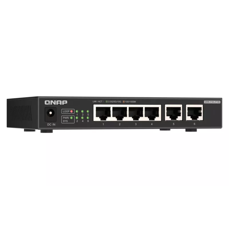 QNAP QSW-2104-2T-R2 tīkla komutators nevadāms 10G Ethernet (100/1000/10000) galda melns