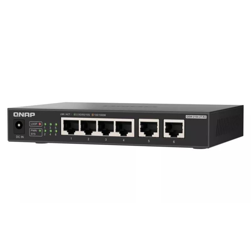 QNAP QSW-2104-2T-R2 tīkla komutators nevadāms 10G Ethernet (100/1000/10000) galda melns