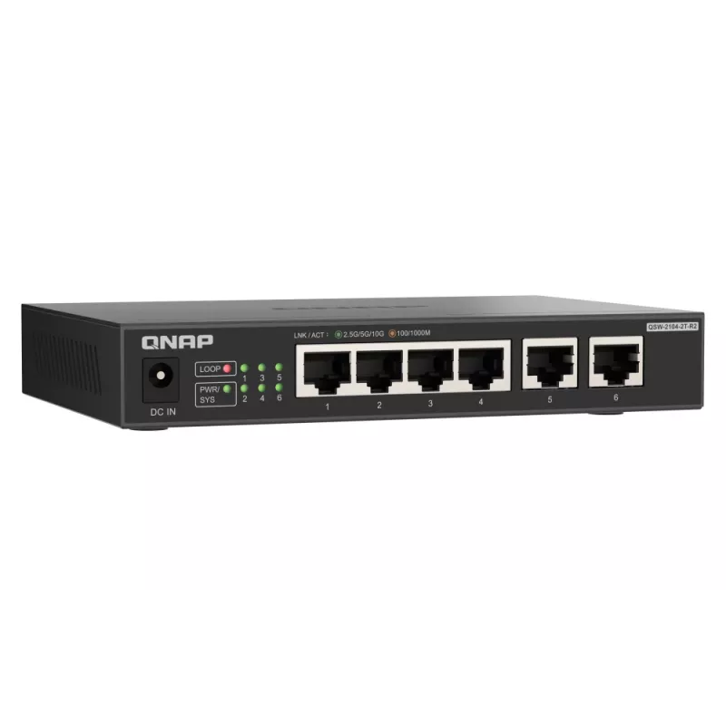 QNAP QSW-2104-2T-R2 tīkla komutators nevadāms 10G Ethernet (100/1000/10000) galda melns