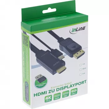 Aktīvs video pārveidotājs InLine 17164I 3840 x 2160 pikseļi HDMI uz DisplayPort