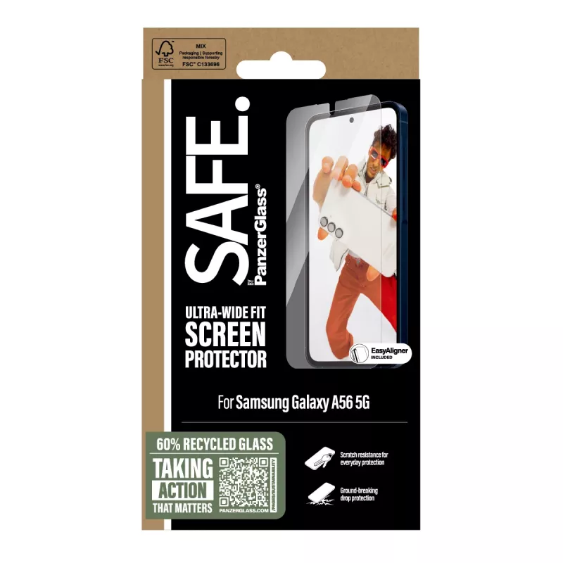 PanzerGlass SAFE. by ® Ekrāna aizsargs Samsung Galaxy A56 5G | Īpaši plata pielāgošana ar EasyAligner