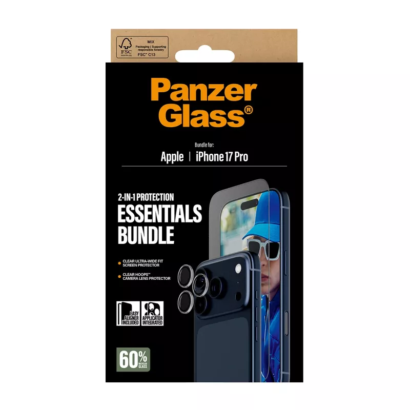PanzerGlass 2-in-1 Essentials komplekts iPhone 17 Pro Pret skrāpējumiem Triecienizturīgs