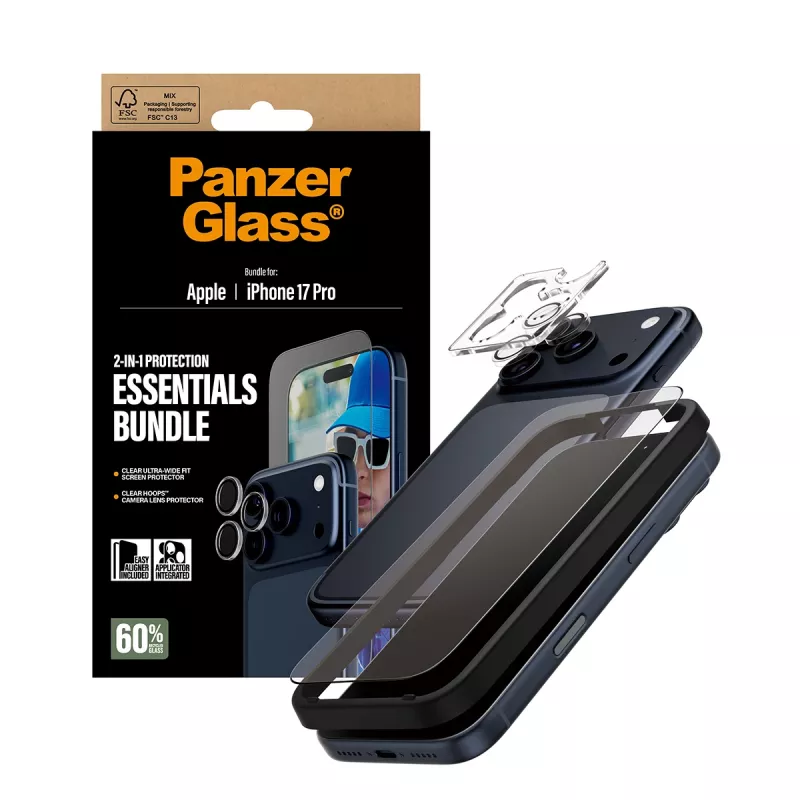 PanzerGlass 2-in-1 Essentials komplekts iPhone 17 Pro Pret skrāpējumiem Triecienizturīgs