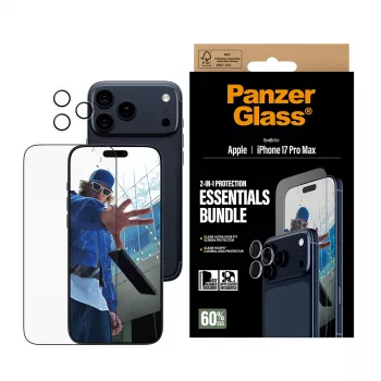 PanzerGlass 2-in-1 Essentials komplekts iPhone 17 Pro Max Skrāpējumiem un triecieniem izturīgs
