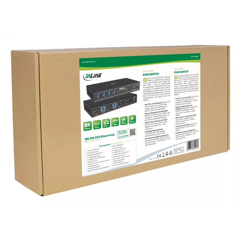 InLine 57885C KVM slēdzis Rack stiprinājums Melns