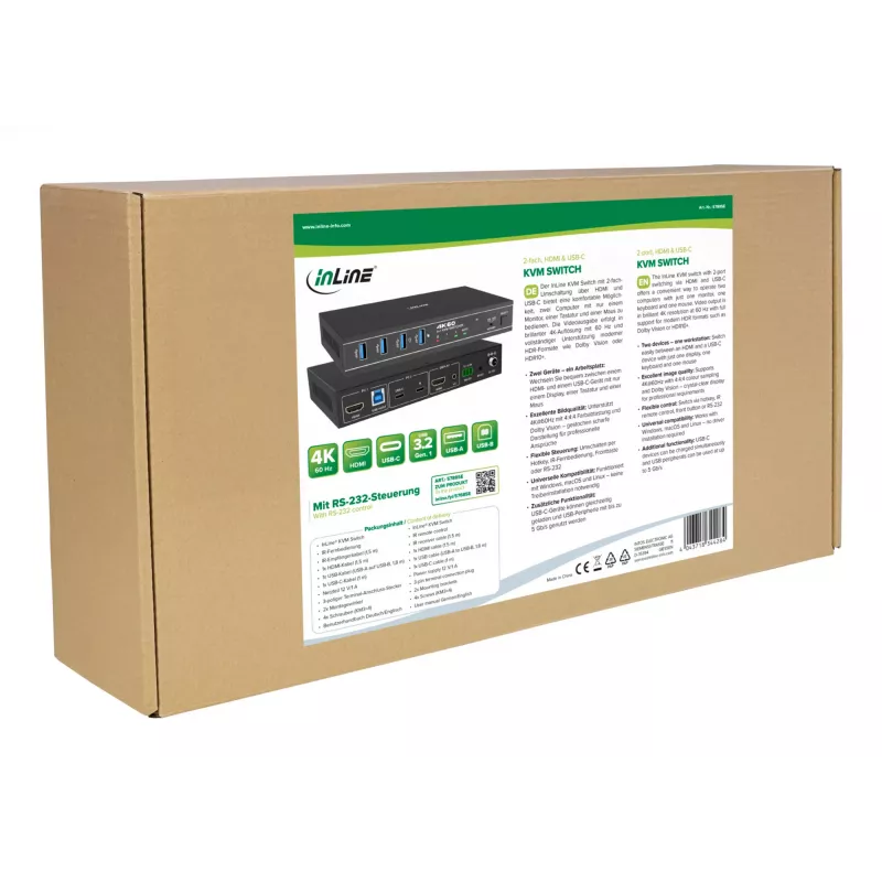 InLine 57885E KVM slēdzis, stiprināms statīvā, melns