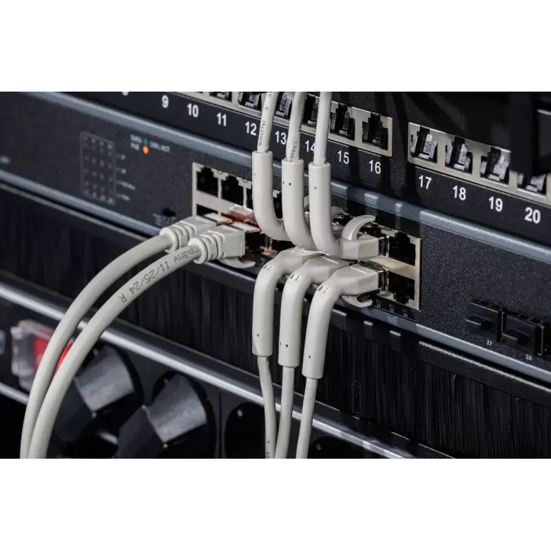 Digitus CAT 6A F-FTP liecams komutācijas kabelis, varš, 1 m, pelēks