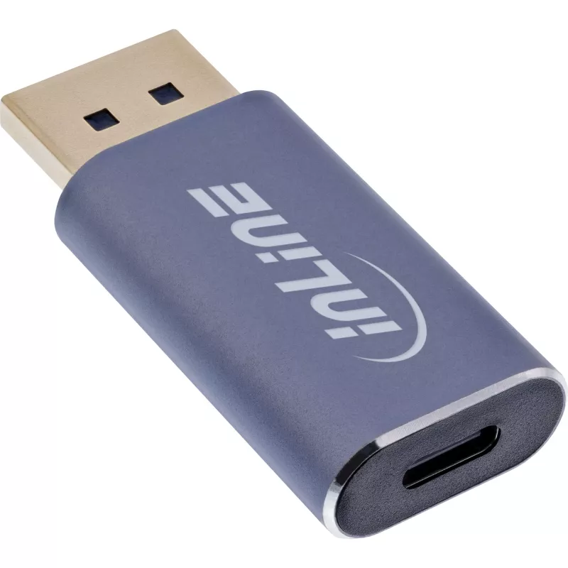 InLine 64107I video adaptera kabelis USB Type-C uz DisplayPort pelēks