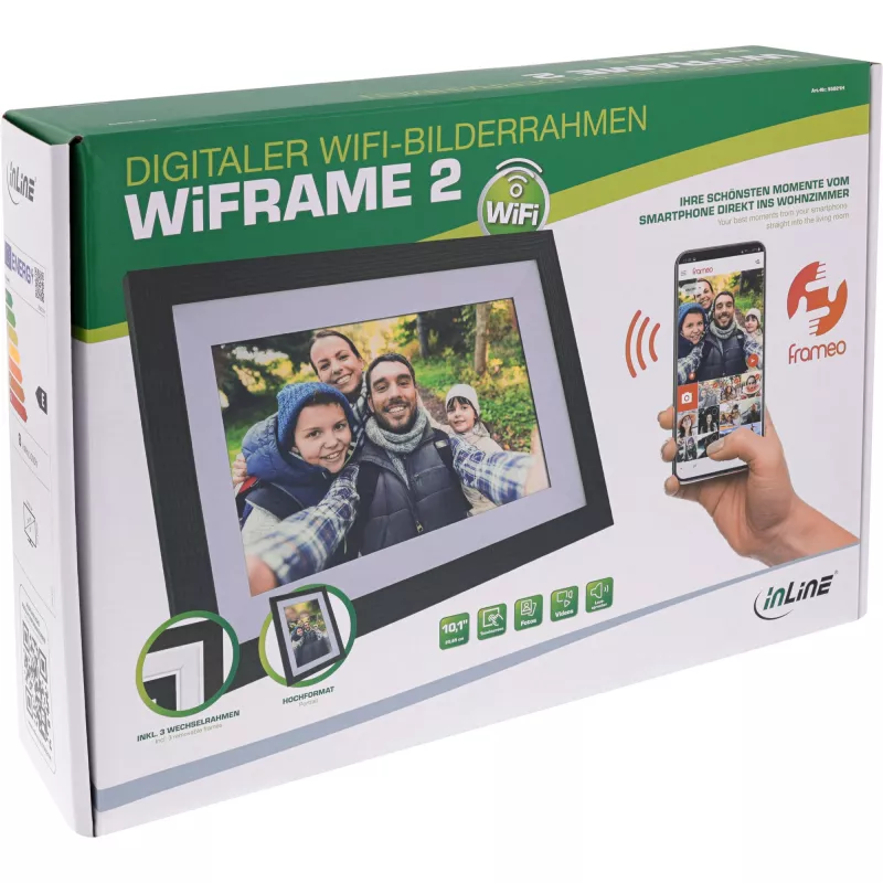 InLine WiFi foto rāmis WiFRAME 2, 10,1 collas 1920x1200 16:10 IPS Touch, Frameo APP