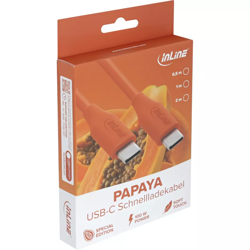 USB kabelis InLine 35895O 0.5m USB C oranžs USB 2.0 0,48 Gbit/s