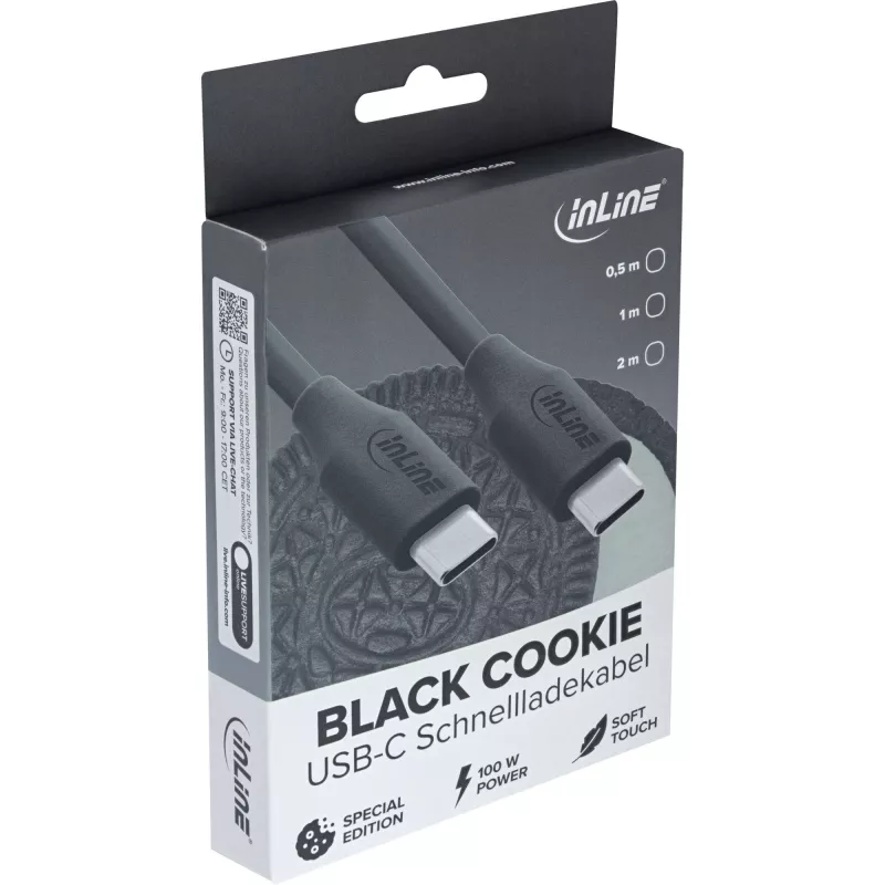 USB kabelis InLine 35895 0,5 m USB C melns USB 2.0 0,48 Gbit/s