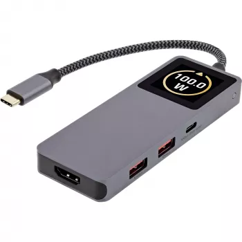 USB-C saskarnes centrmezgls InLine 35392D USB 3.2 Gen 2 Type-C resursdators uz HDMI, USB-A, USB-C 10000 Mbit/s Pelēks